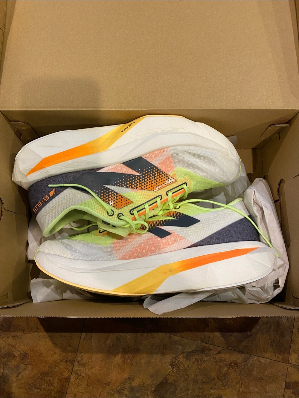 New Balance SuperComp Elite v4 Running Shoes - White, Neon Green, Orange, Navy